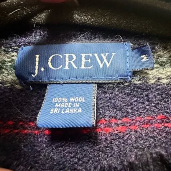 J. Crew 90s Y2K Striped Crewneck Wool Sweater - Red, Green, Navy - Picture 4 of 5